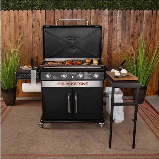Mesa de Cocina Blackstone de 36" con Parrilla Plana, Parrilla de Gas Propano con 4 Quemadores y Mesa Lateral