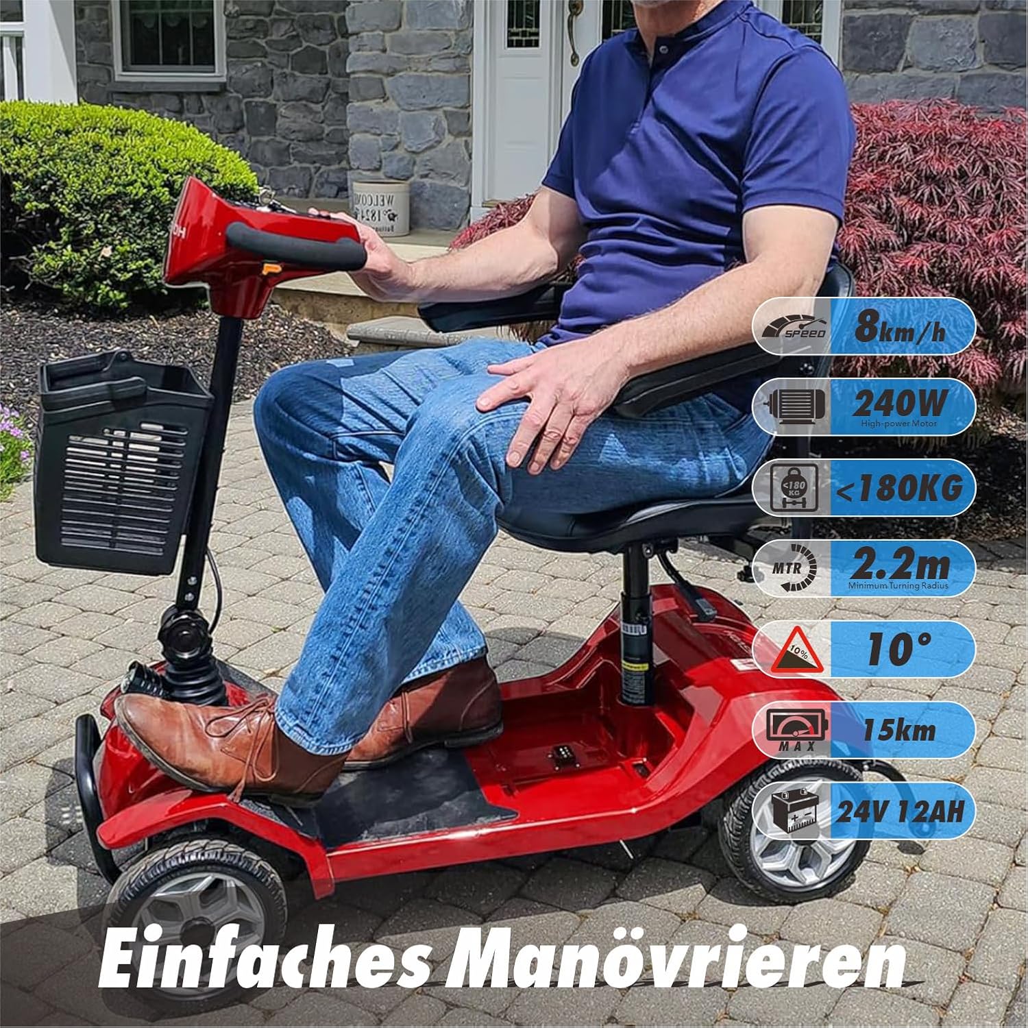2025 Scooter eléctrico de 4 ruedas – silla de ruedas motorizada compacta y eficiente para adultos y personas mayores