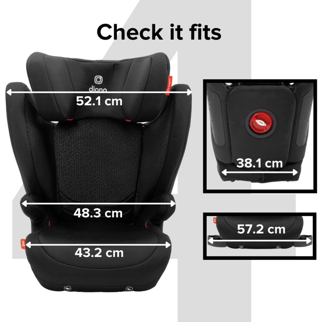2025 Diono Monterey 4DXT Latch, Asiento Elevador 2-en-1 con Respaldo Alto, Altura y Ancho Expandibles, Protección Avanzada contra Impactos Laterales, 8 Años 1 Booster, Color Negro