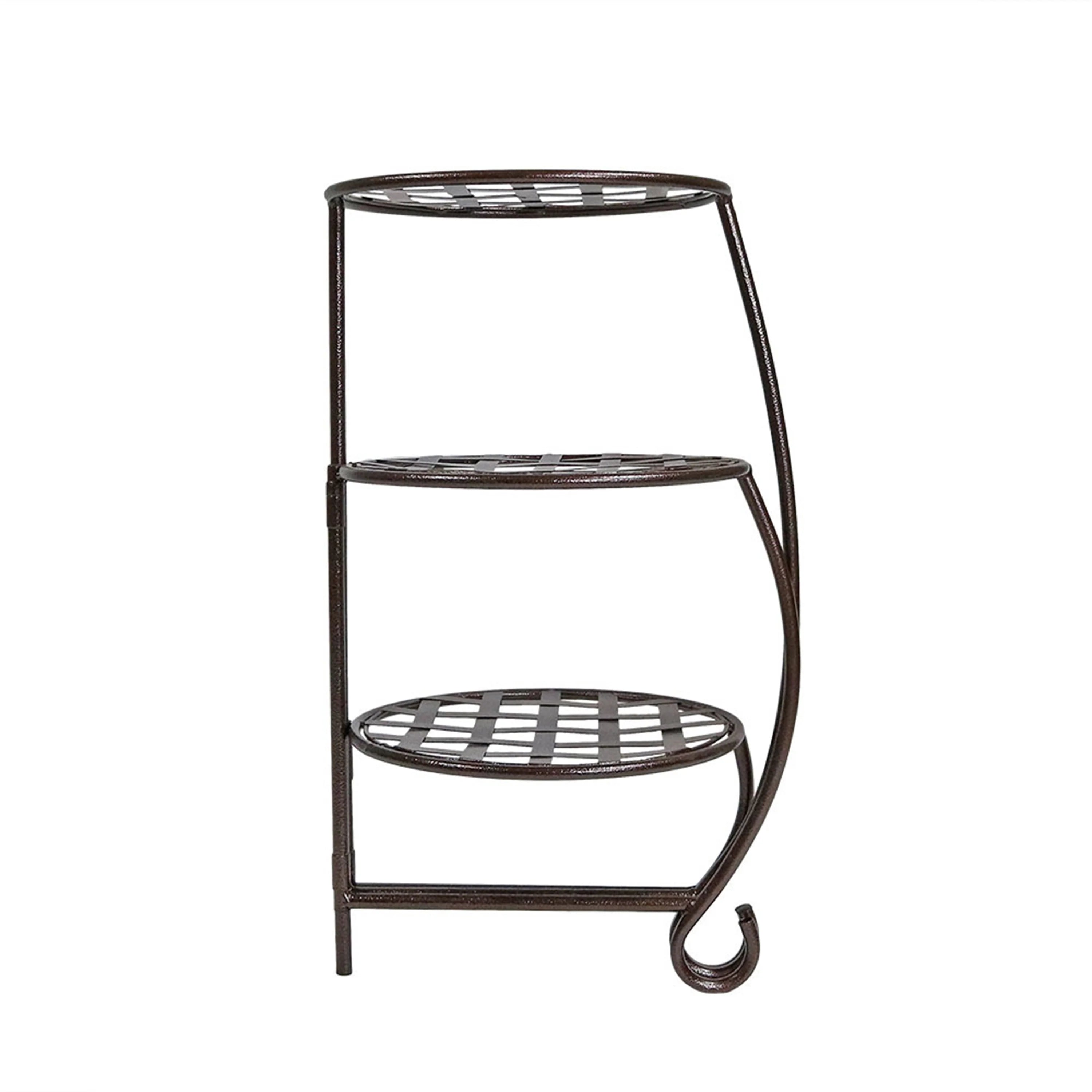 2025 Sunnydaze - Conjunto de 2 Soportes para Plantas de Metal con Diseño Ajedrezado y Acabado en Bronce