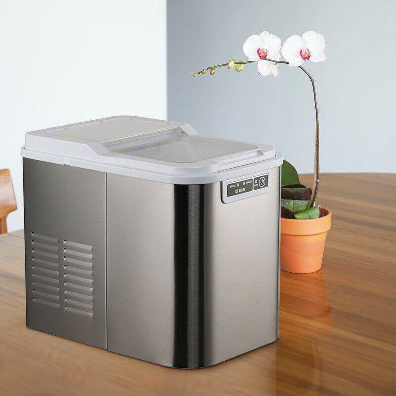 2025 Máquina de hacer hielo portátil CJC para mostrador con asa, bandeja de hielo y pala – para cocina, hogar, fiestas – 110V
