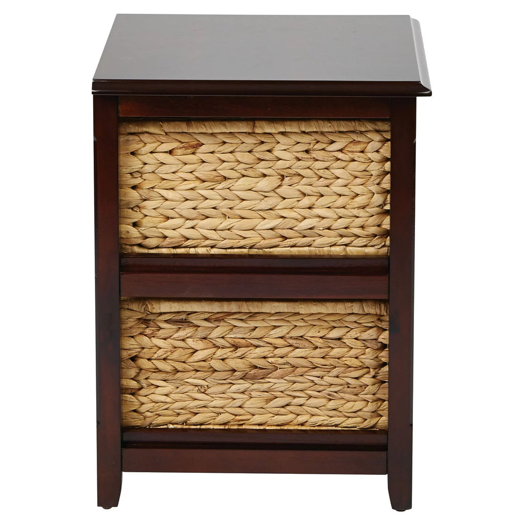 2025 Seabrook Mueble de almacenamiento de dos niveles en madera compuesta blanca con cestas naturales