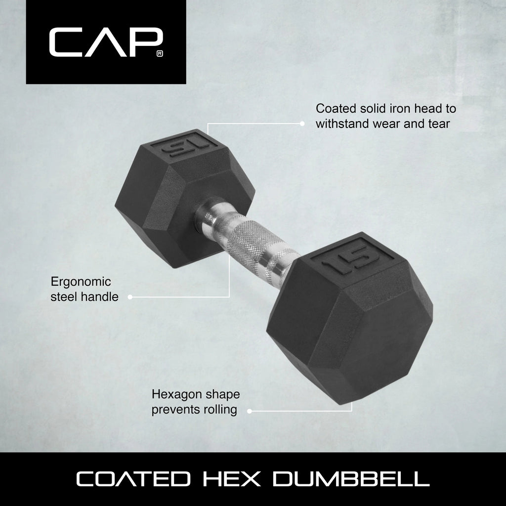 2025 (Pack de 2) Pesas hexagonales CAP Barbell de 60 lb con recubrimiento individual