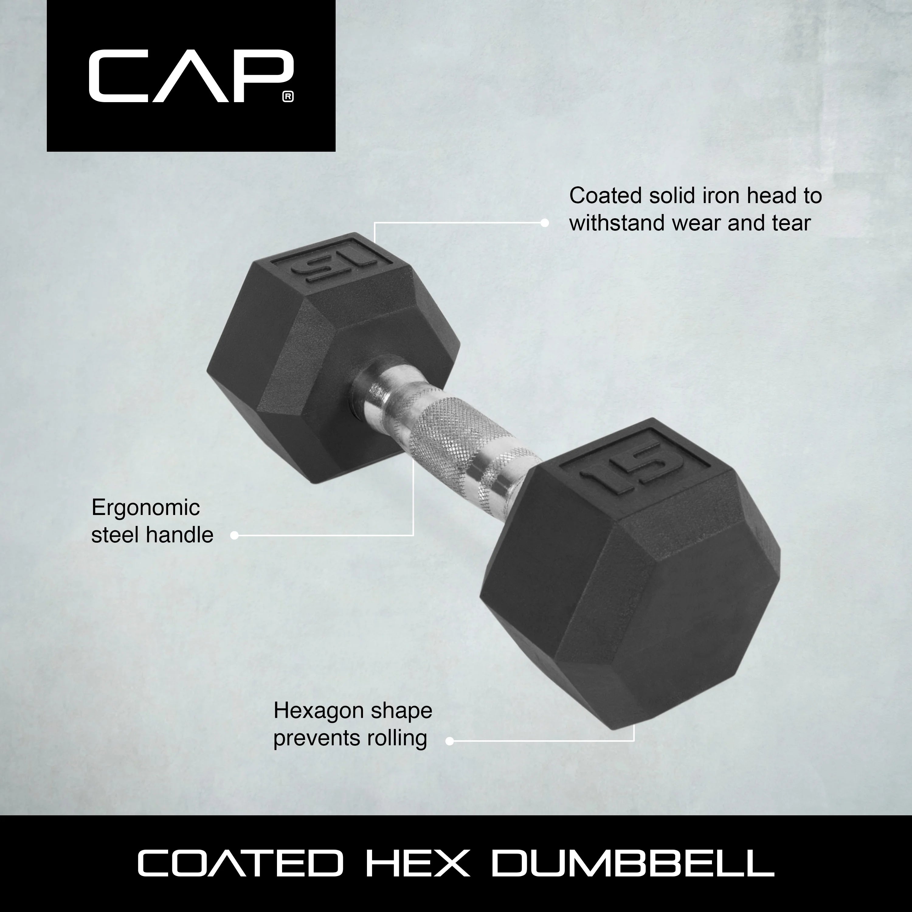 2025 (Pack de 2) Pesas hexagonales CAP Barbell de 60 lb con recubrimiento individual