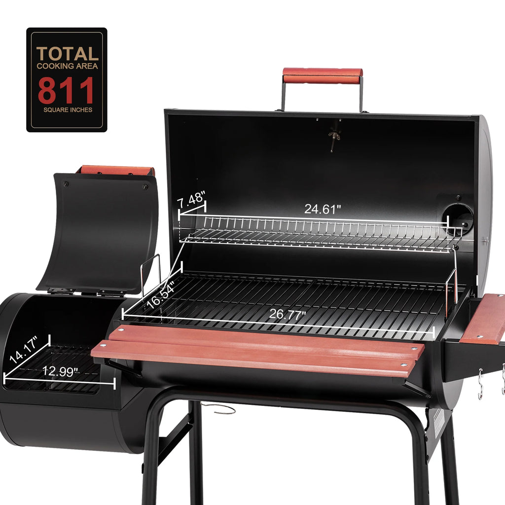 2025 Royal Gourmet CC1830W Parrilla de carbón de 76 cm con ahumador lateral