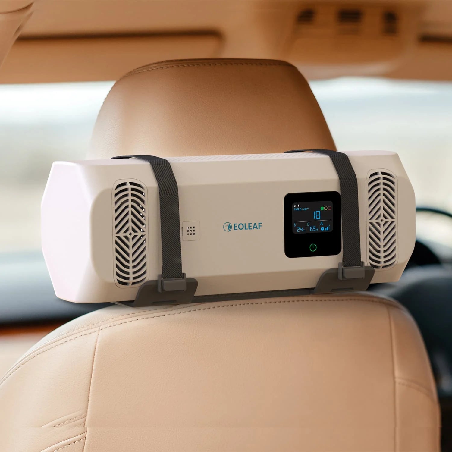 2025 Purificador de aire Eoleaf Pure CAR — Filtro HEPA H13 e ionizador – Para vehículos de hasta 13 m³