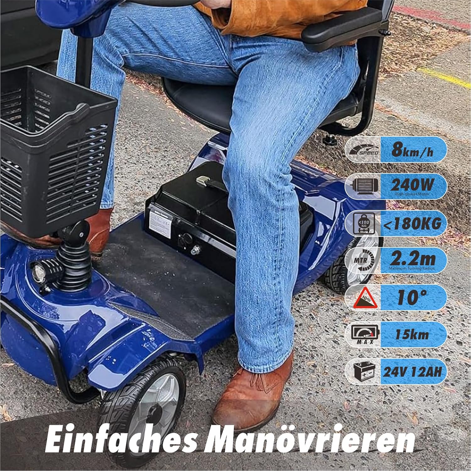 2025 Scooter eléctrico de 4 ruedas – silla de ruedas motorizada compacta y eficiente para adultos y personas mayores