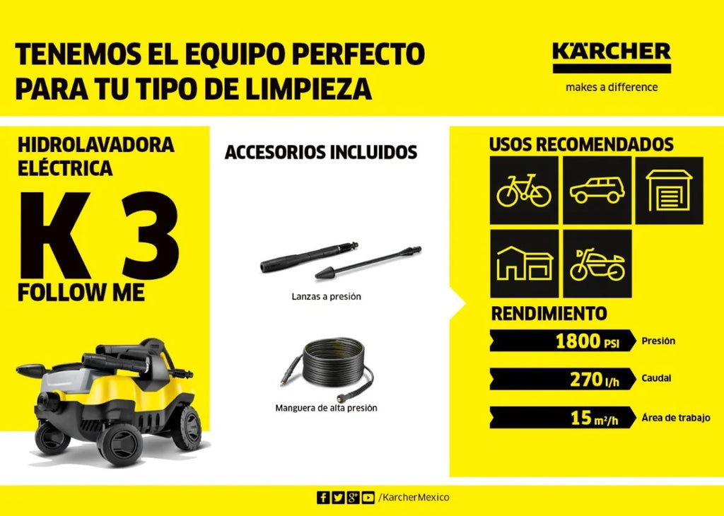 2025 Hidrolimpiadora Kärcher K3 Follow Me - Compacta, móvil y de alto rendimiento