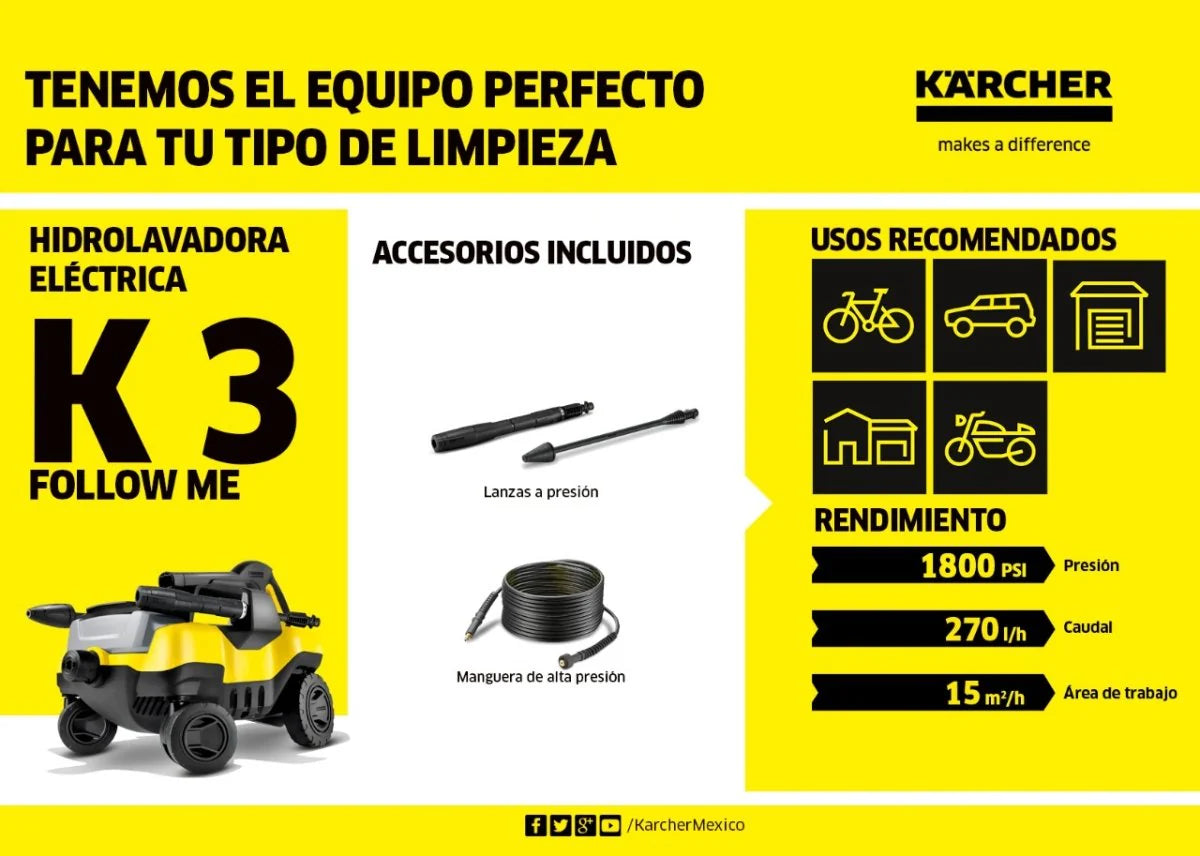 2025 Hidrolimpiadora Kärcher K3 Follow Me - Compacta, móvil y de alto rendimiento
