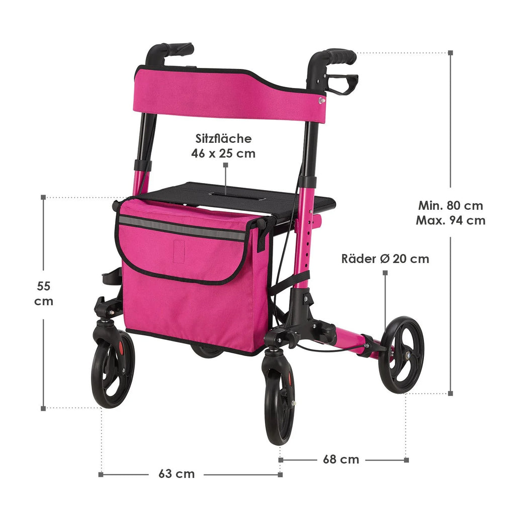 2025 Andador de aluminio Vital con asiento – Ligero, plegable y seguro