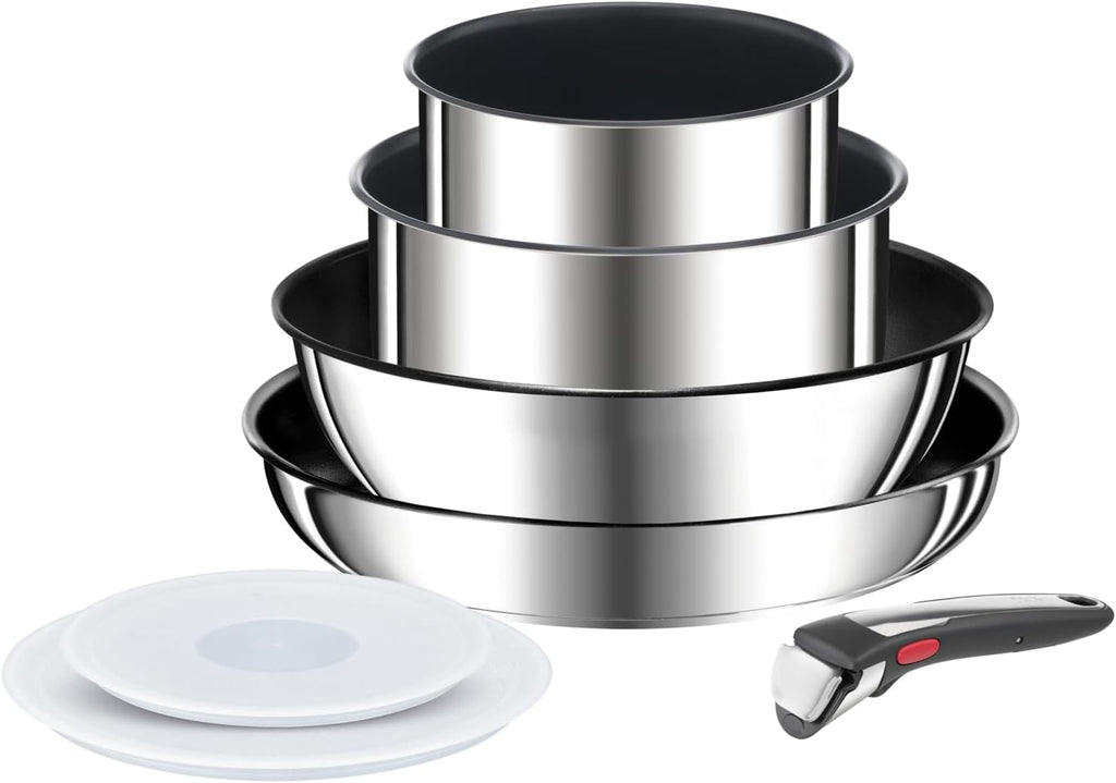 Tefal Ingenio Preference On Set of 2 Frying Pans 24/28 cm + 2 Saucepans 16/20 cm + 24 cm Pot + 26 cm Wok + 2 Removable Handles + 5 Accessories | Induction Safe, Non-Stick, PFOA Free