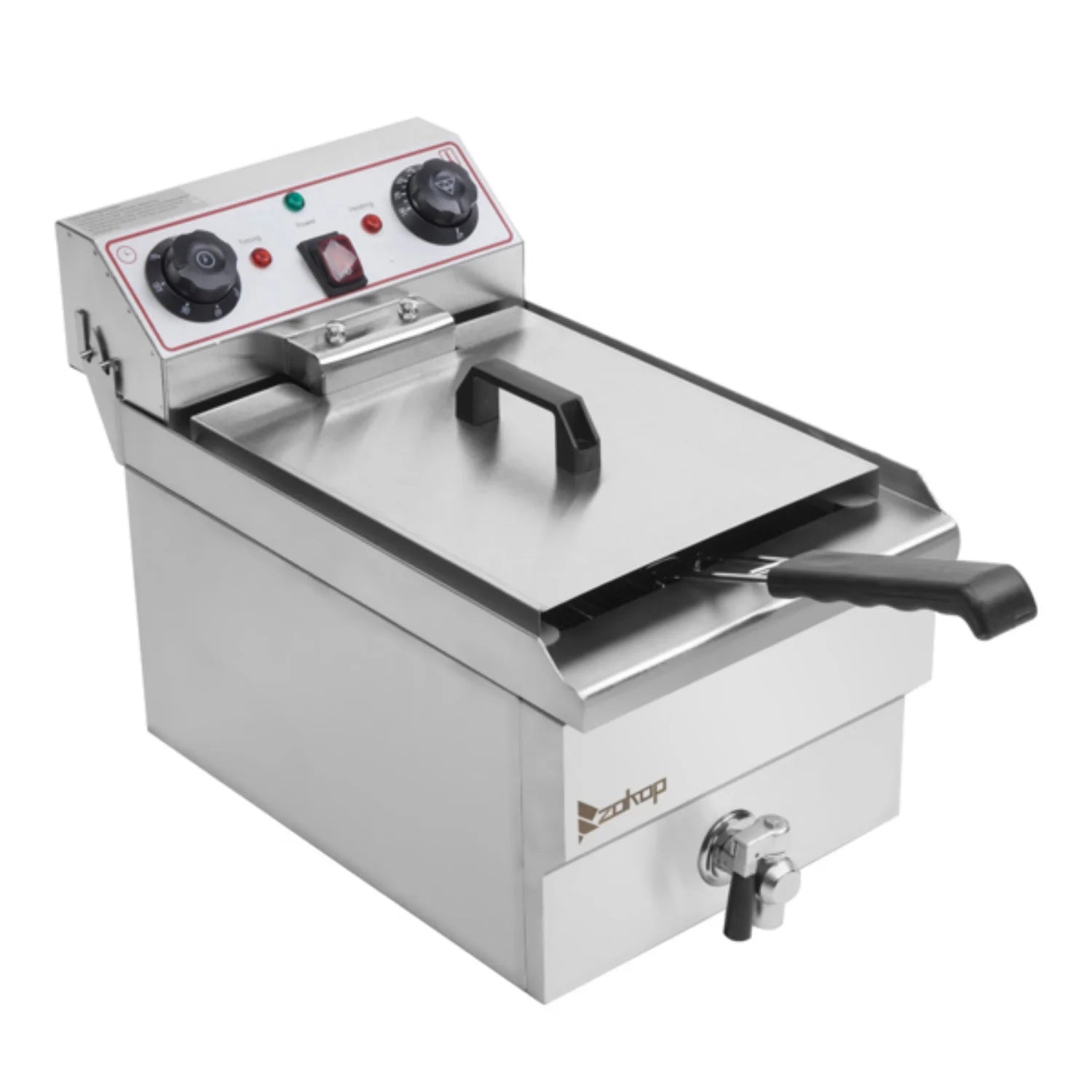 Freidora eléctrica de 8,5 L (capacidad total: 8,5 cuartos de galón/8 L) y 12,5 cuartos de galón/11,8 L (grifo de acero inoxidable) - 1700 W máx. (Freidora grande azul con mango ancho)