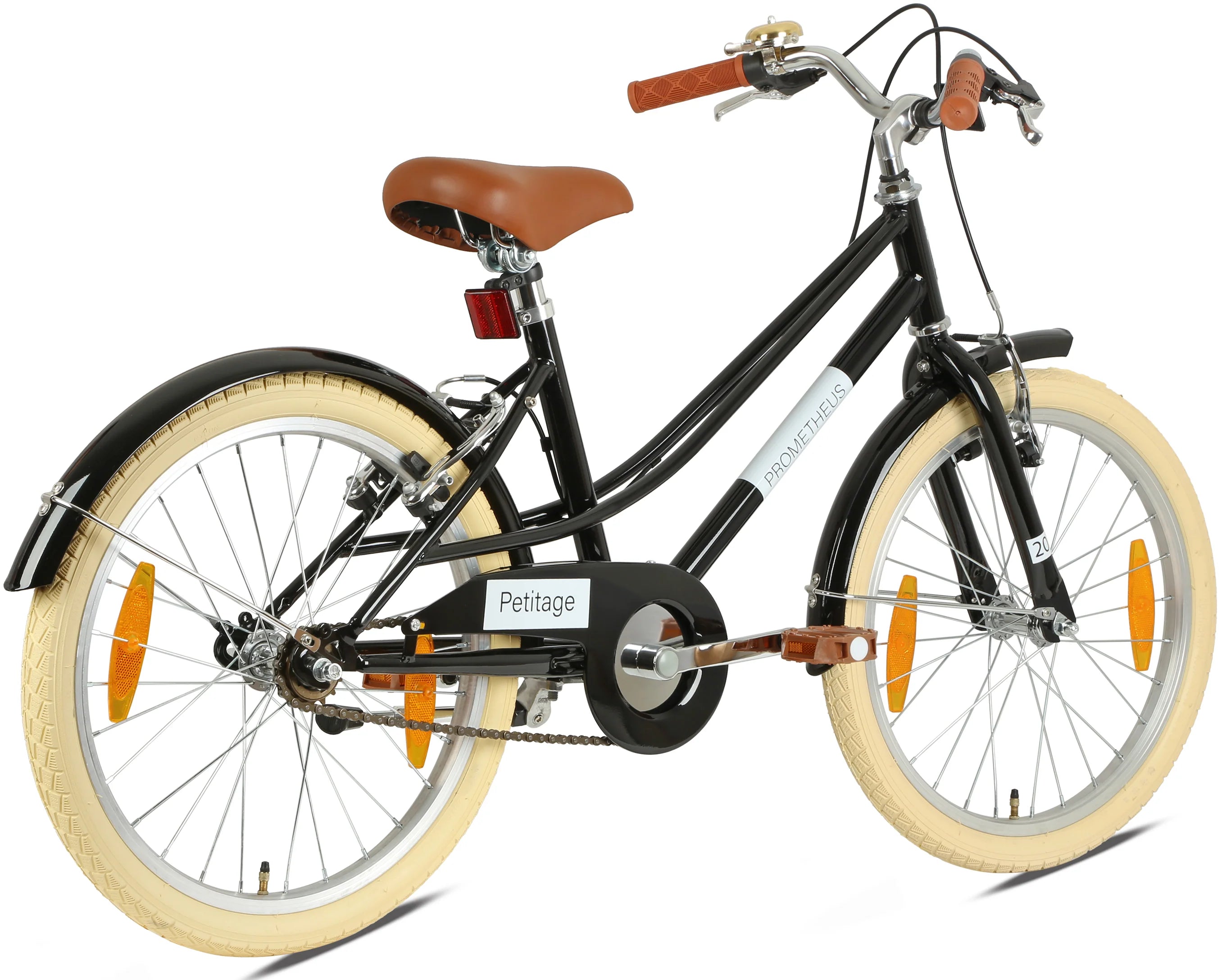 2025 Bicicleta Infantil Retro de 20 Pulgadas, Negra, para Niños de 6 a 7 Años
