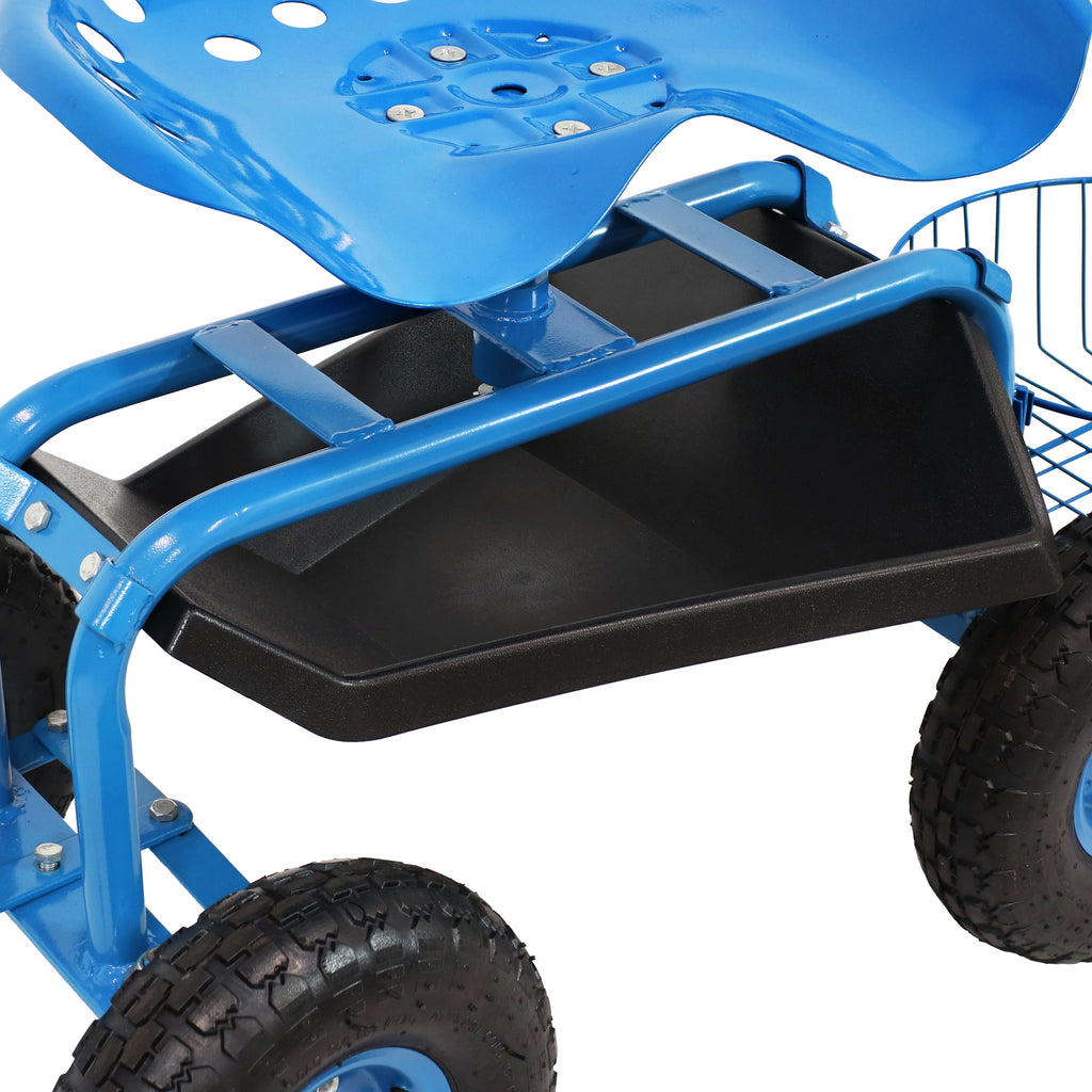 2025 Carrito de Jardín Rodante Sunnydaze con Asiento Giratorio, Manillar y Cesta