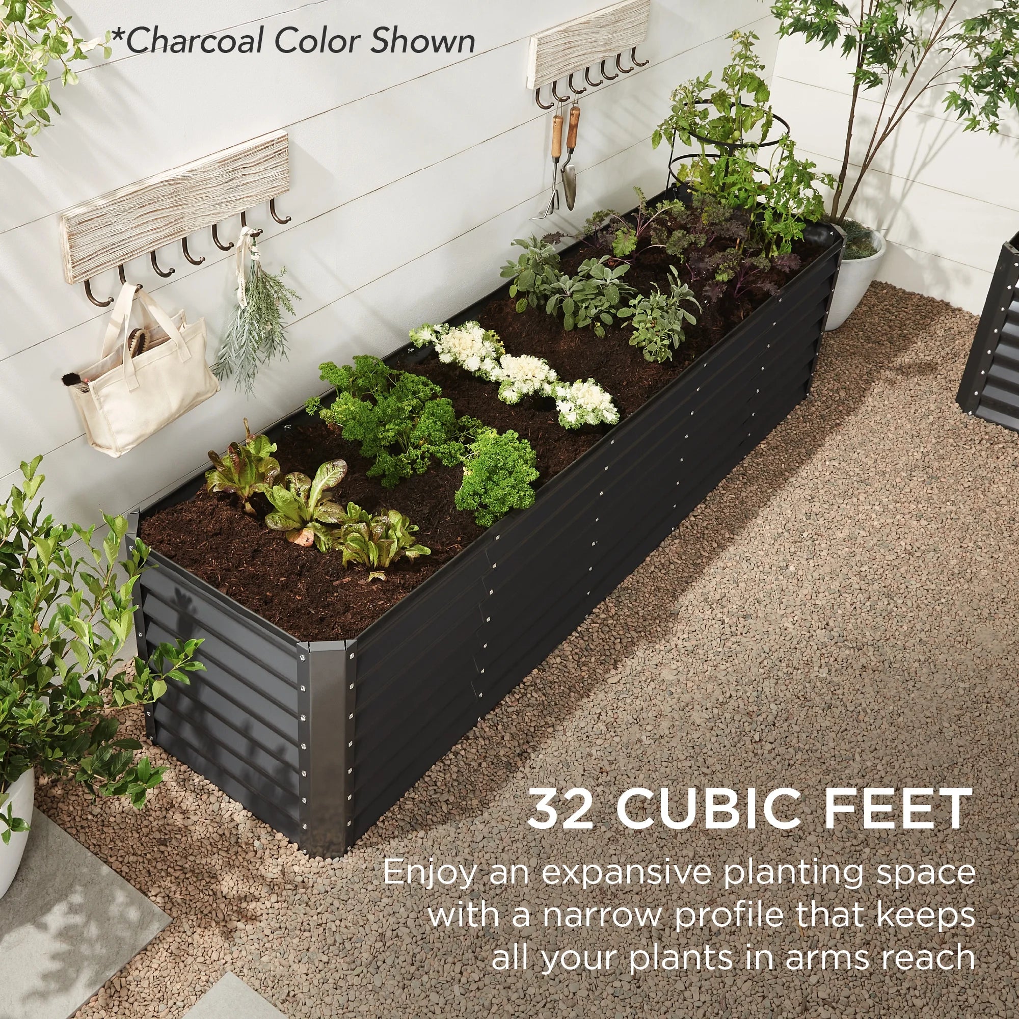 Cajón para verduras de metal Best Choice Products – 240 x 60 x 60 cm, color topo