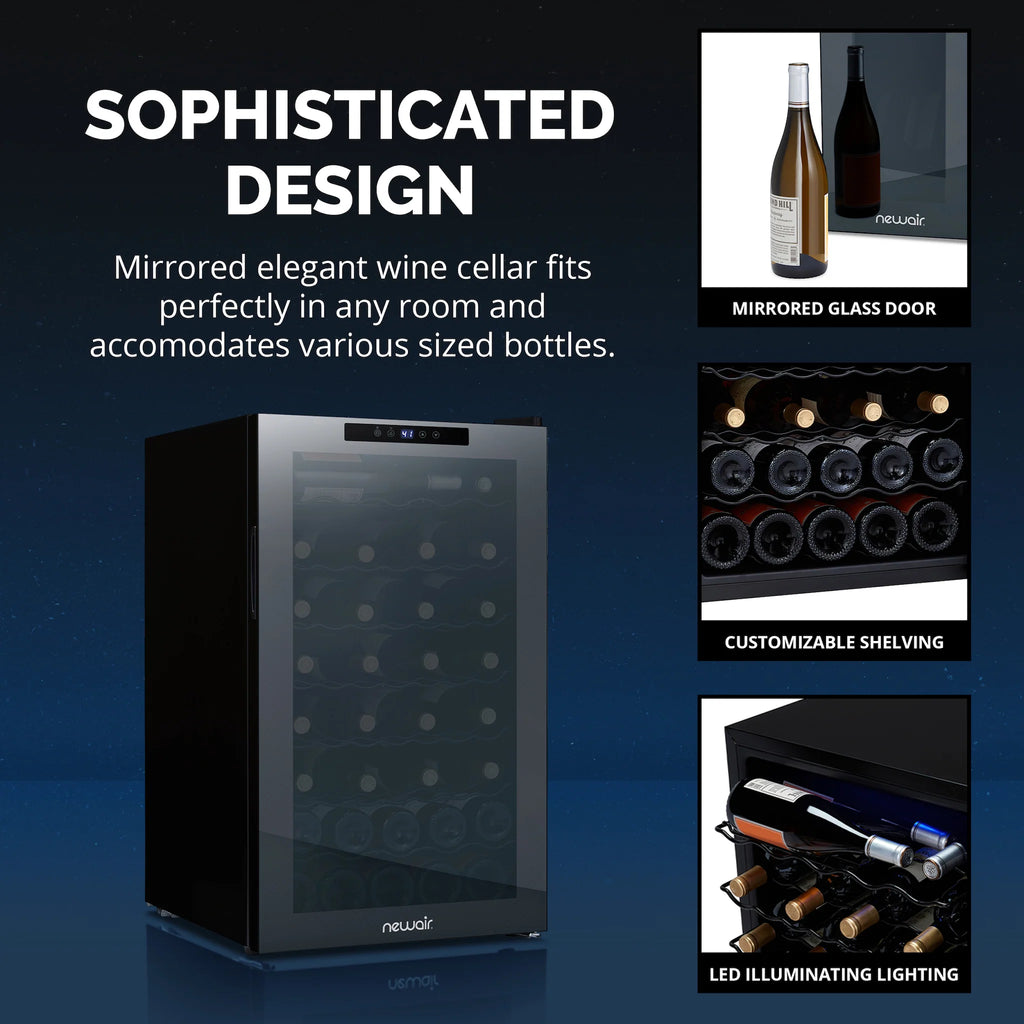 2025 Refrigerador de Vinos Independiente Newair – Negro (51 botellas)