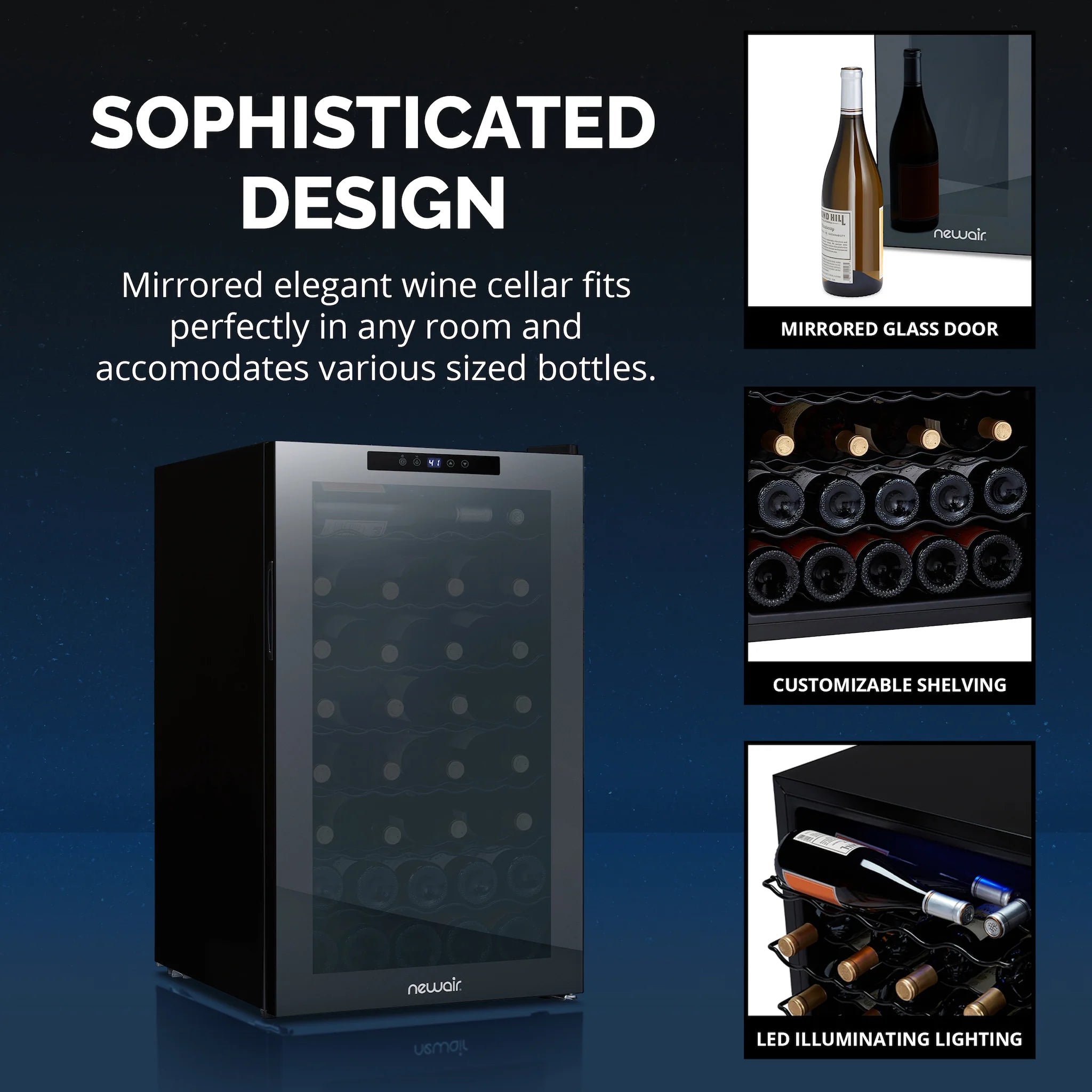 2025 Refrigerador de Vinos Independiente Newair – Negro (51 botellas)