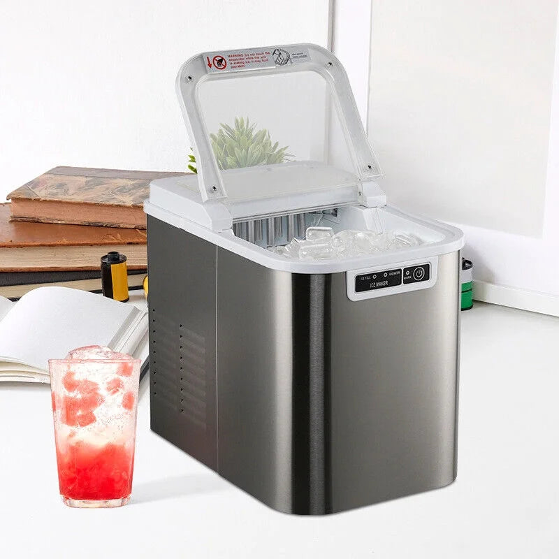 2025 Máquina de hacer hielo portátil CJC para mostrador con asa, bandeja de hielo y pala – para cocina, hogar, fiestas – 110V