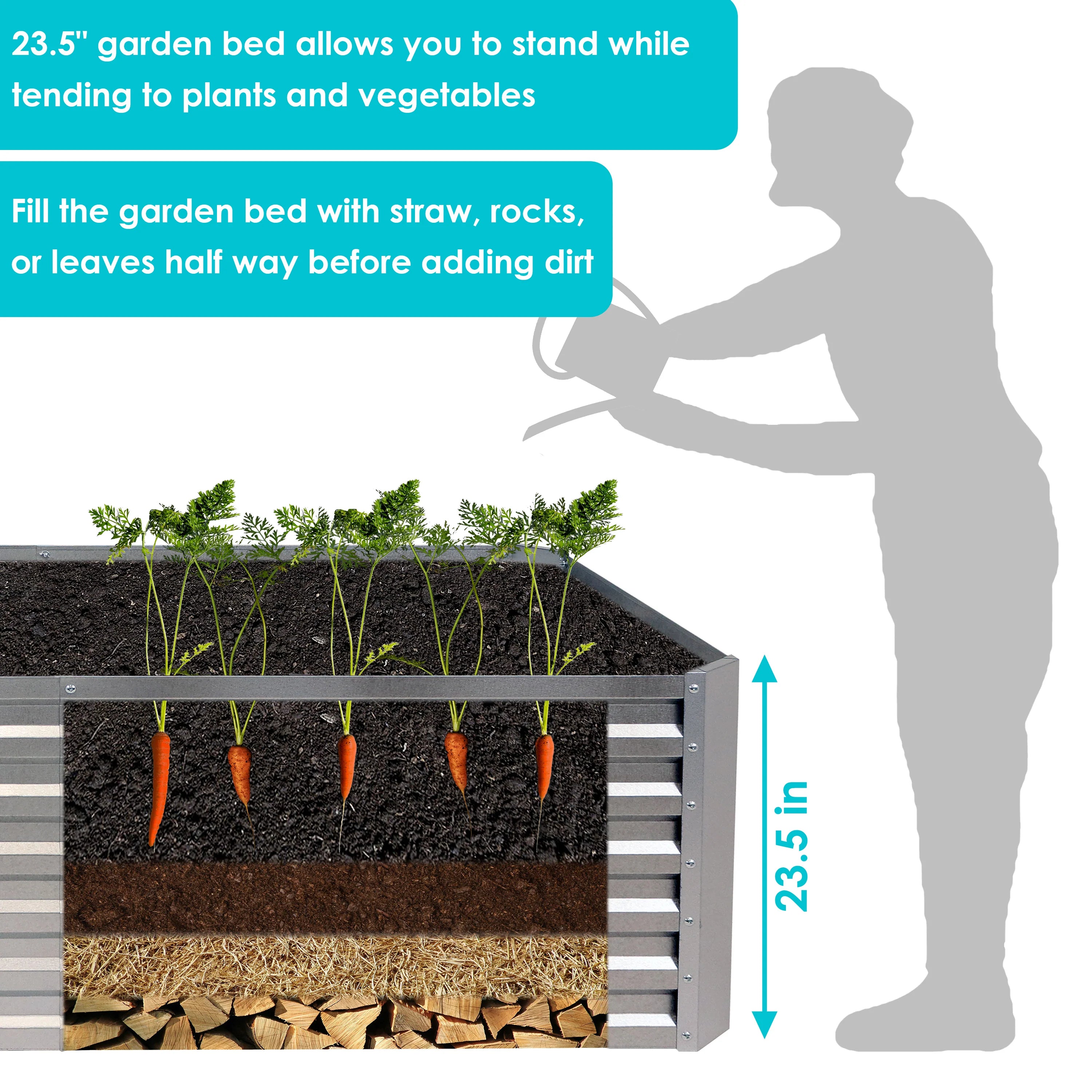 2025 Cama Elevada Rectangular para Jardín Sunnydaze de Acero Galvalume - 180 cm