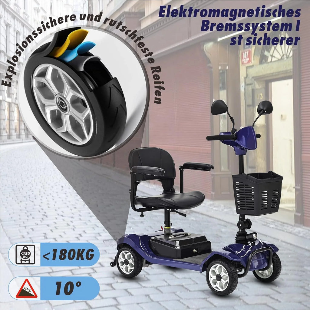 2025 Scooter eléctrico de 4 ruedas – silla de ruedas motorizada compacta y eficiente para adultos y personas mayores