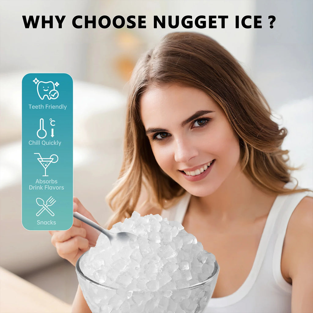 2025 Máquina de hielo portátil EUHOMY con hielo tipo nugget y limpieza automática Sonic