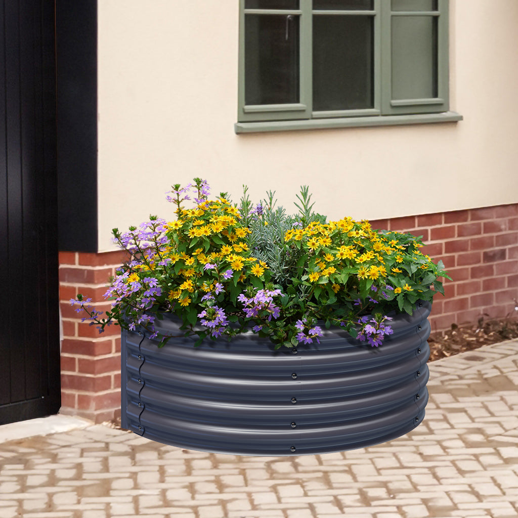 Macetero semicircular Olle Gardens en gris noche – solución de plantación alta de 43 cm para raíces sanas y un jardín elegante