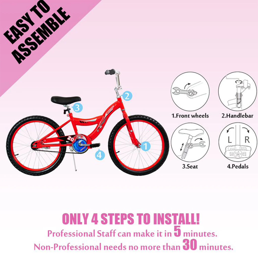 BMX de estilo libre para principiantes TRACER Logan de 20", cuadro de acero Hi-Ten, color rojo