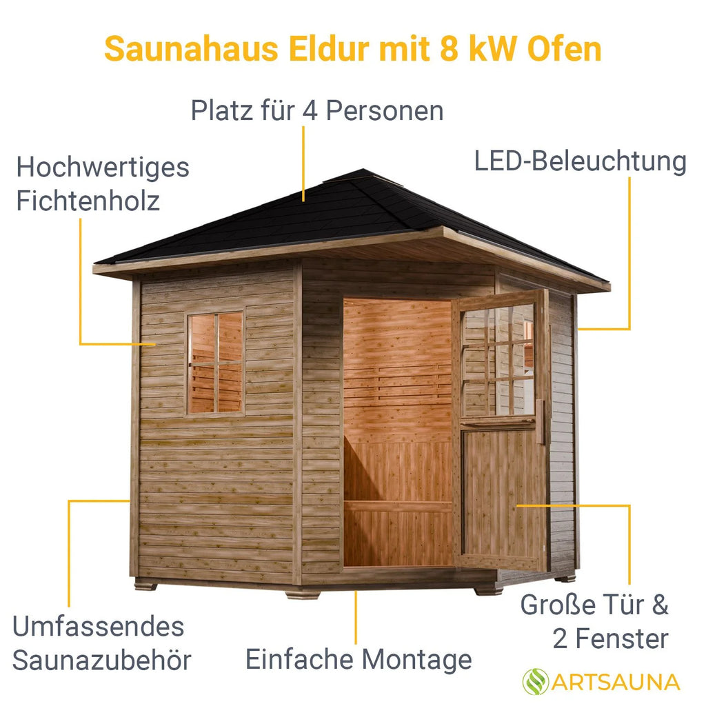 2025 Casa de sauna exterior Eldur - 8 kW