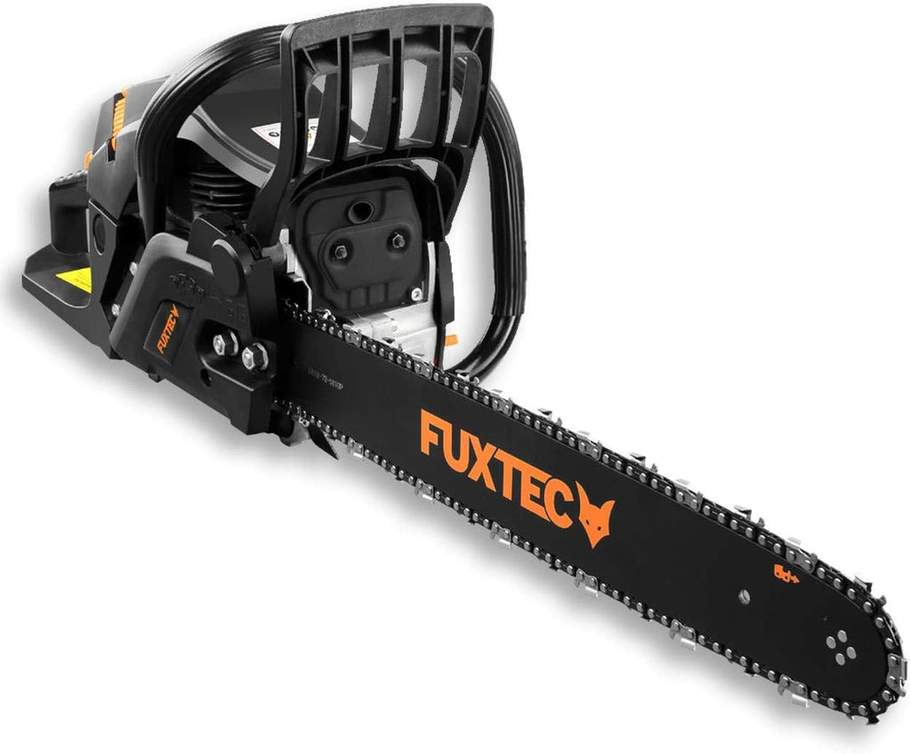 FUXTEC Motosierra Gasolina FX-KS262 de 2,85kw - con espada de 20'', longitud de corte 46 cm- 61,5cc - Easy-Start - incl. Protección de la espada y bolsa de transporte