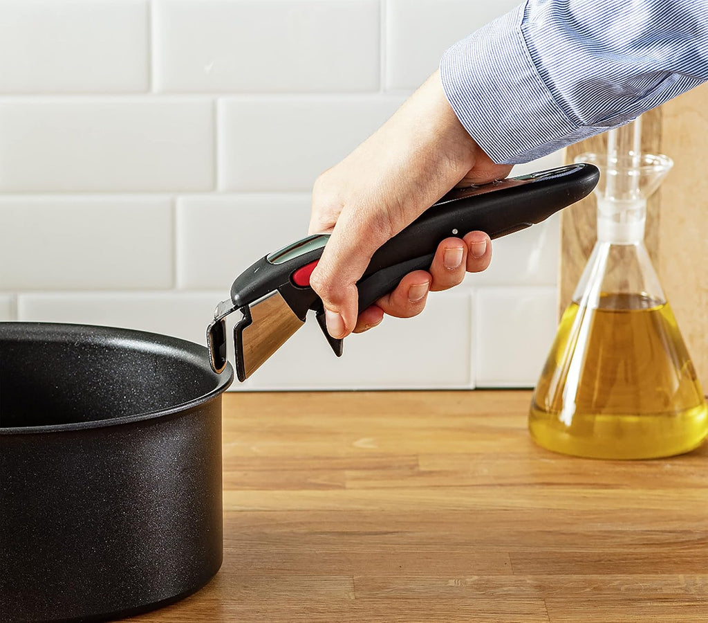 Tefal Ingenio Unlimited On - Juego de 3 Cazos 16/18/20 cm + Mango extraíble | Apto inducción, antiadherentes, revestimiento titanio, Thermo-signal, sin PFOA, apto lavavajillas y horno