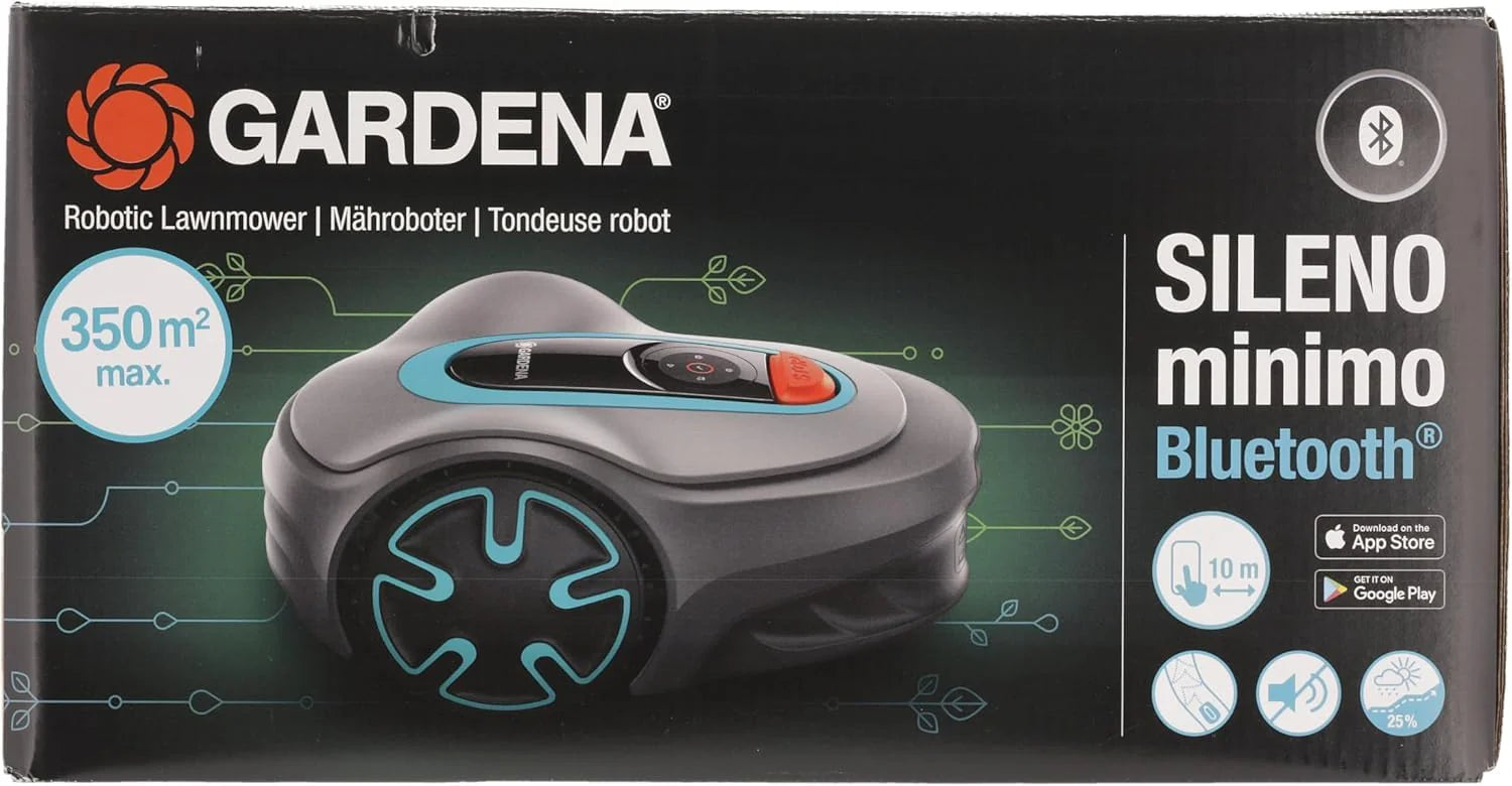 2025 Robot cortacésped Gardena SILENO minimo 350 m²: cortacésped inteligente con conectividad óptima, programable vía la aplicación Gardena Bluetooth (15208-47)