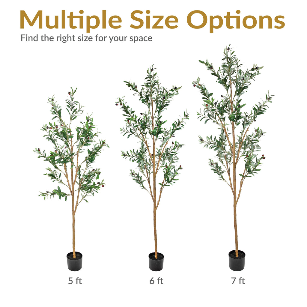 2025 Árbol de olivo artificial en maceta con hojas de seda de Sunnydaze