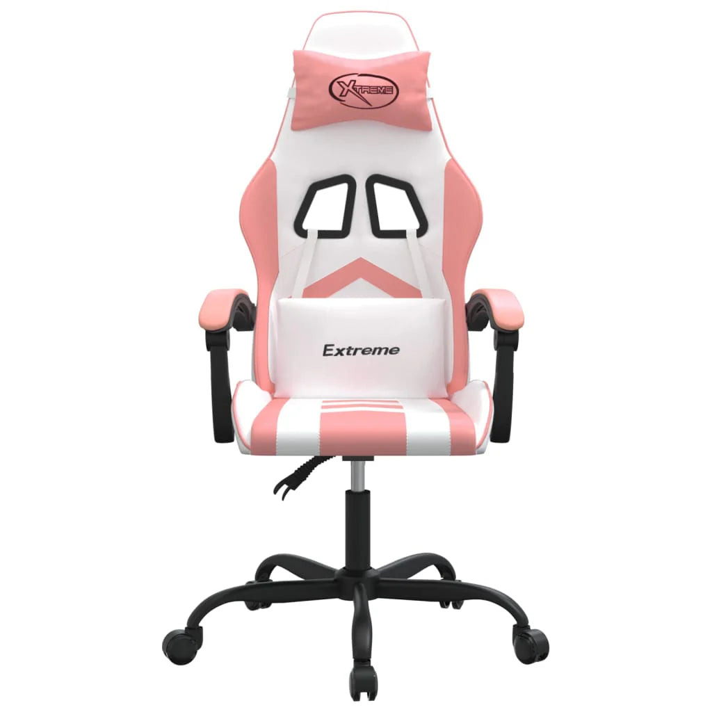 2025 Silla gaming cuero sintético blanco y rosa V1080