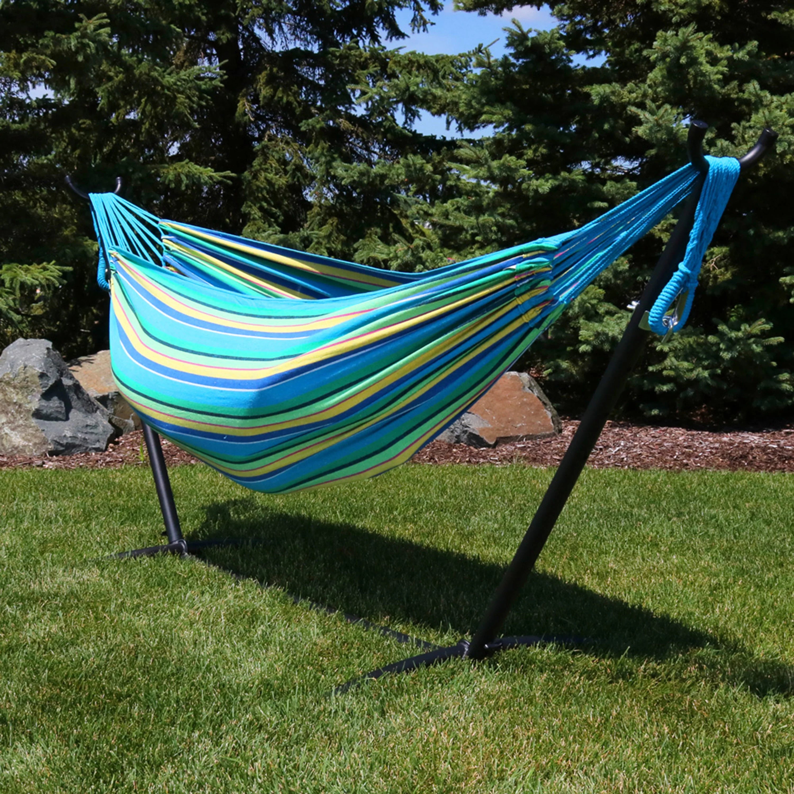 2025 Hamaca Brasileña Doble con Soporte y Bolsa de Transporte Sunnydaze