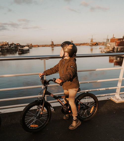 2025 Bicicleta Infantil de 18 Pulgadas, Negro Mate y Naranja, desde 5 Años