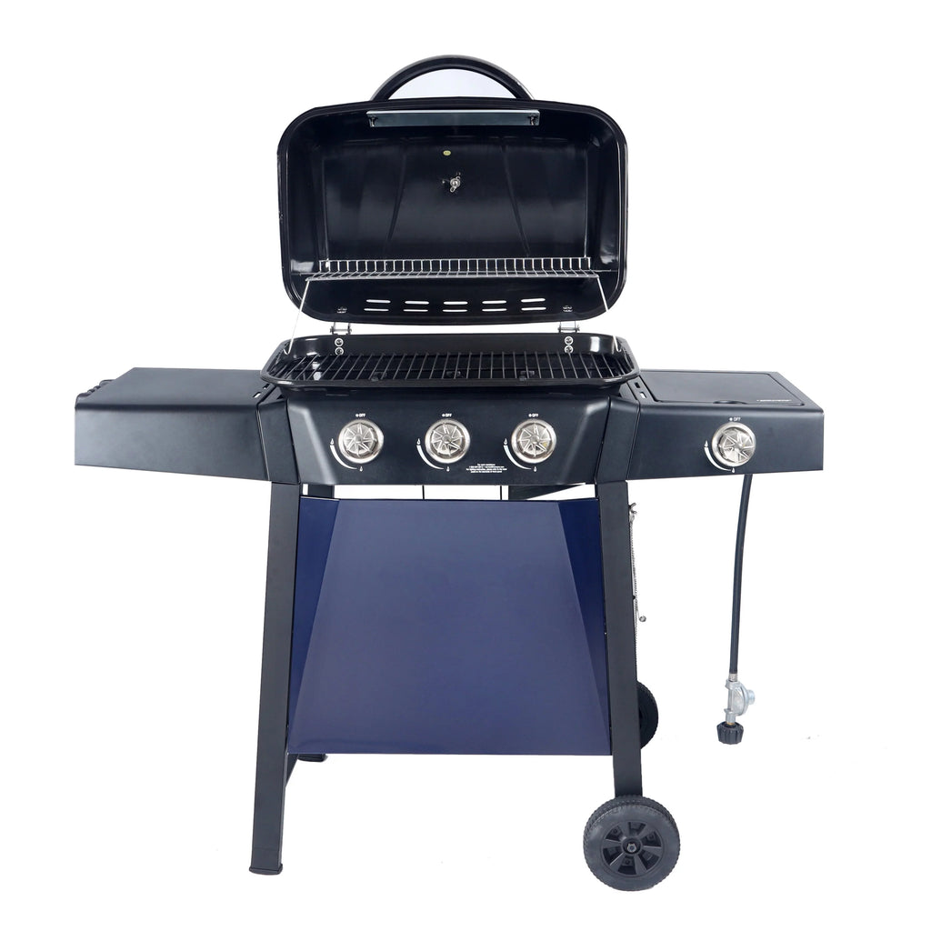 2025 Parrilla a gas RevoAce de 3 quemadores con quemador lateral, color azul zafiro, modelo GBC1729WBS, nueva