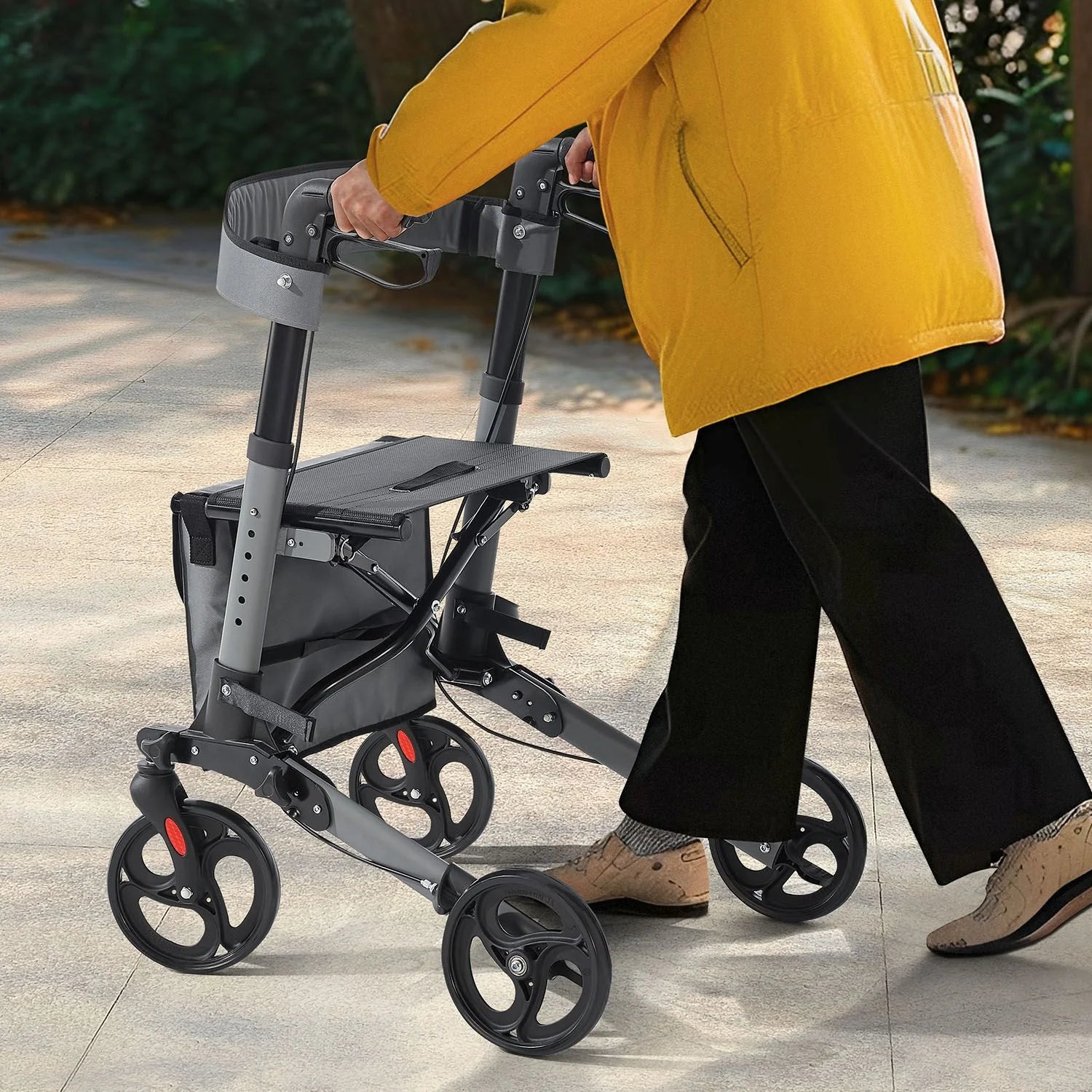2025 Andador de aluminio Vital con asiento – Ligero, plegable y seguro