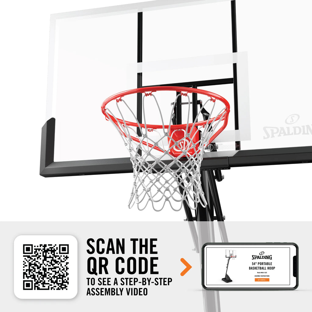 2025 Canasta de Baloncesto Portátil Spalding de 54 pulgadas – Panel de Policarbonato Irrompible, Sistema ExactaHeight y Aro Pro Slam – Juego al Aire Libre