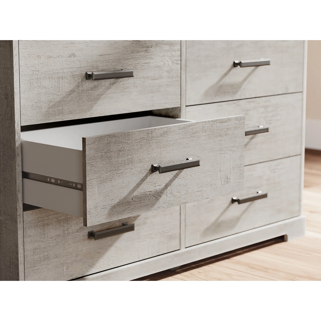 Cajonera Shawburn de 6 Cajones Estilo Granja Moderna de Signature Design by Ashley, Acabado Blanco Roto