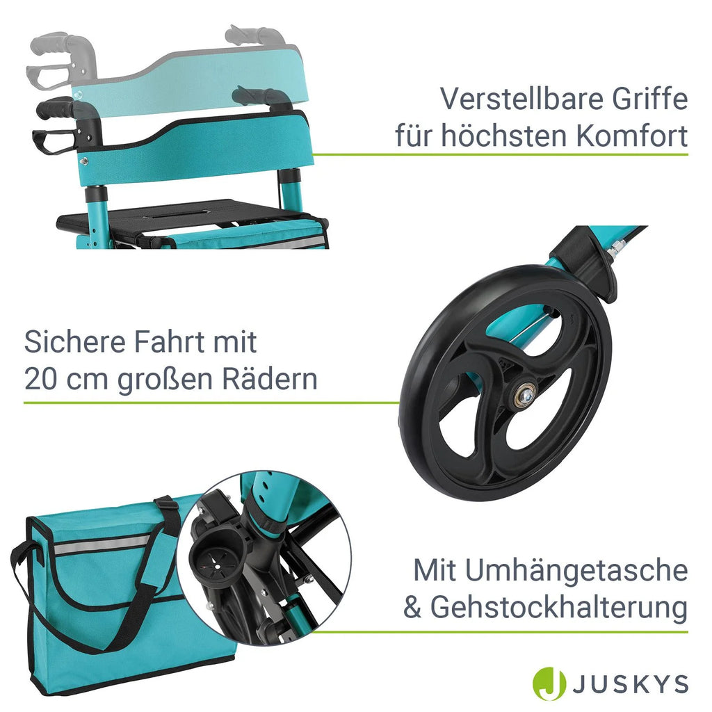2025 Andador de aluminio Vital con asiento – Ligero, plegable y seguro