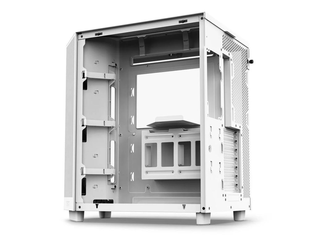 2025 NZXT H6 FLOW - Caja compacta de torre intermedia de doble cámara con flujo de aire, color blanco, CC-H61FW-01