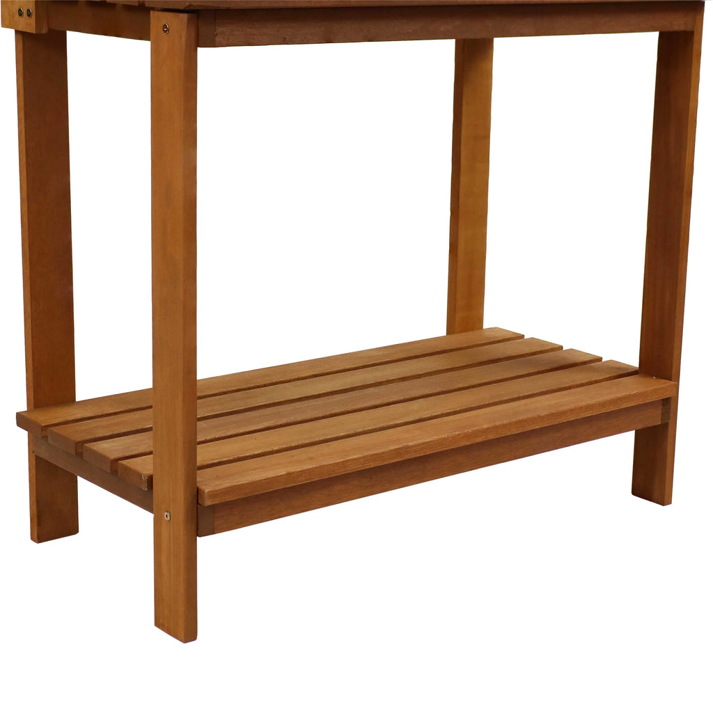 2025 Banco de Jardinería de Exterior de Madera Meranti Sunnydaze con Acabado en Aceite de Teca - 107 cm