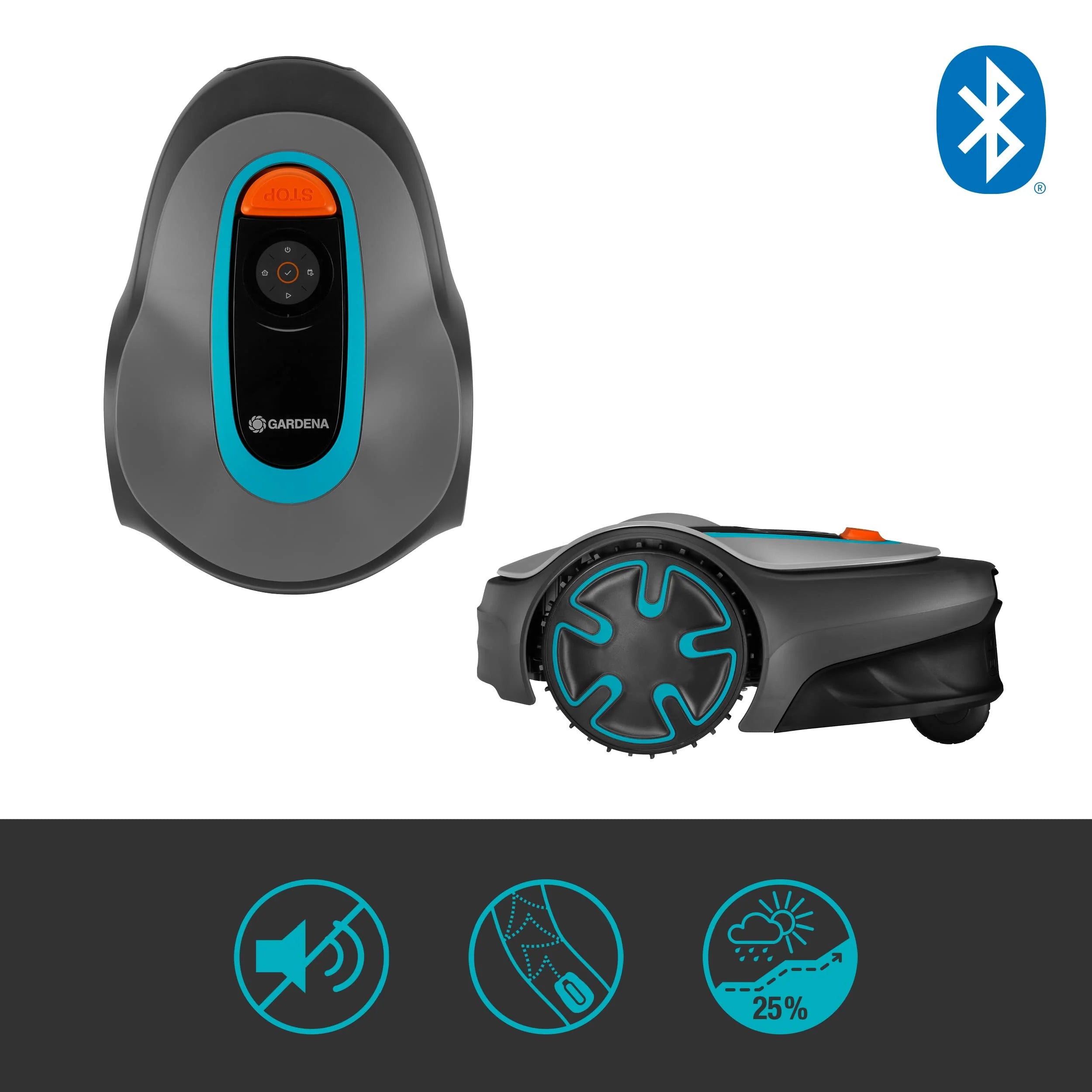 2025 Robot cortacésped Gardena SILENO minimo 350 m²: cortacésped inteligente con conectividad óptima, programable vía la aplicación Gardena Bluetooth (15208-47)