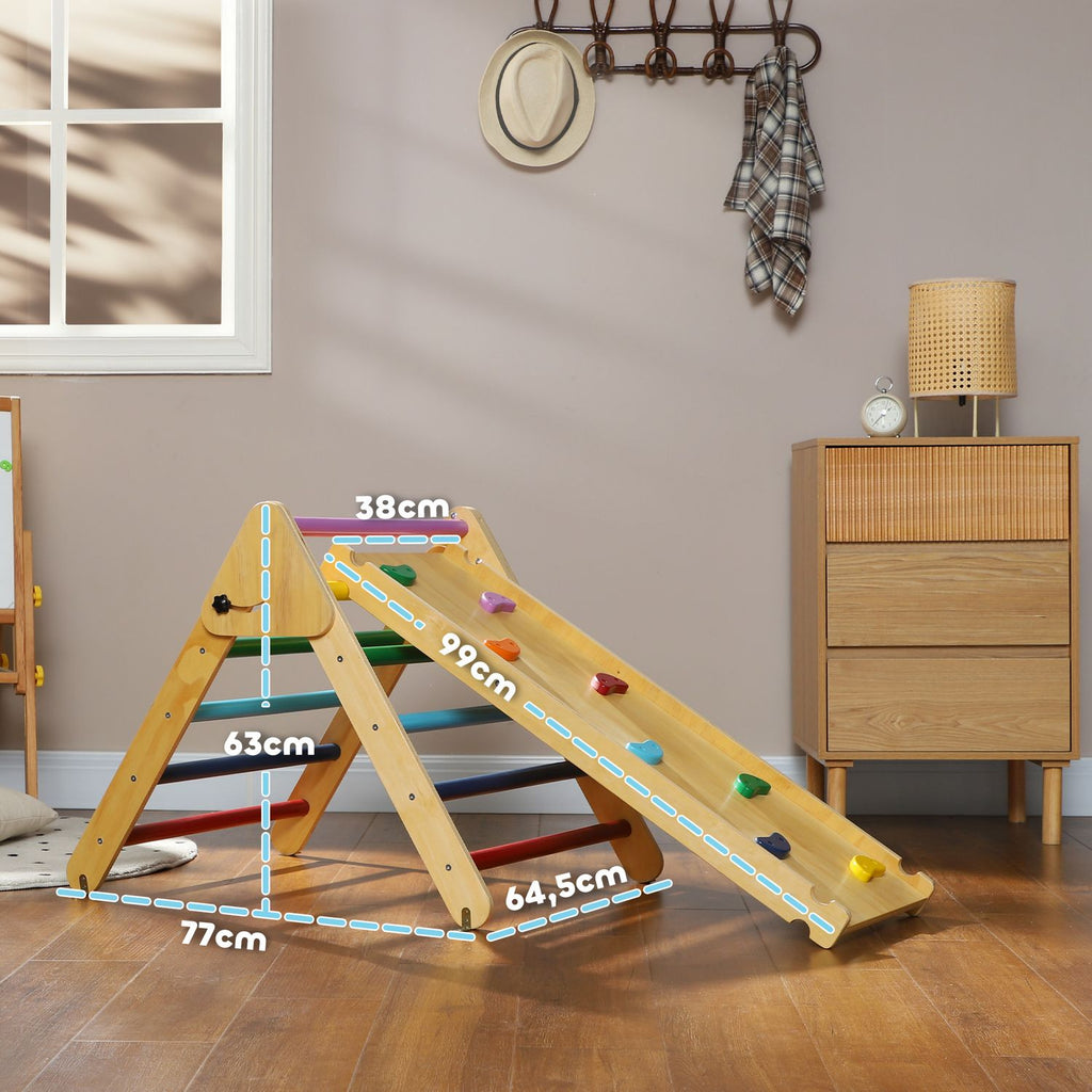 Triángulo De Escalada De Madera 3 En 1 Con Rampa Multicolor Aiyaplay
