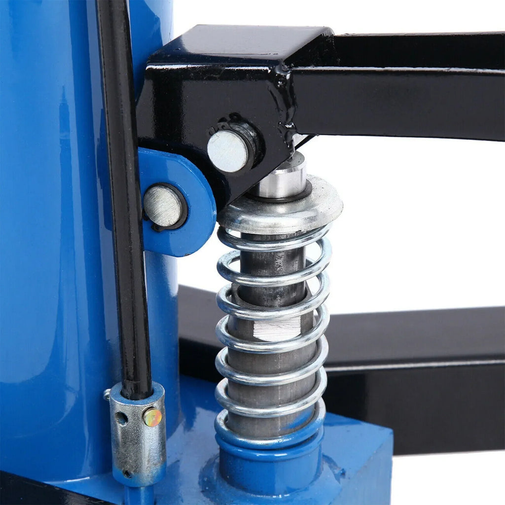 Gato hidráulico vertical para transmisión de vehículos, capacidad de 0,75 toneladas (1660 lb), altura de elevación de 84 a 178 cm, ruedas giratorias de 360° y pedal, color azul