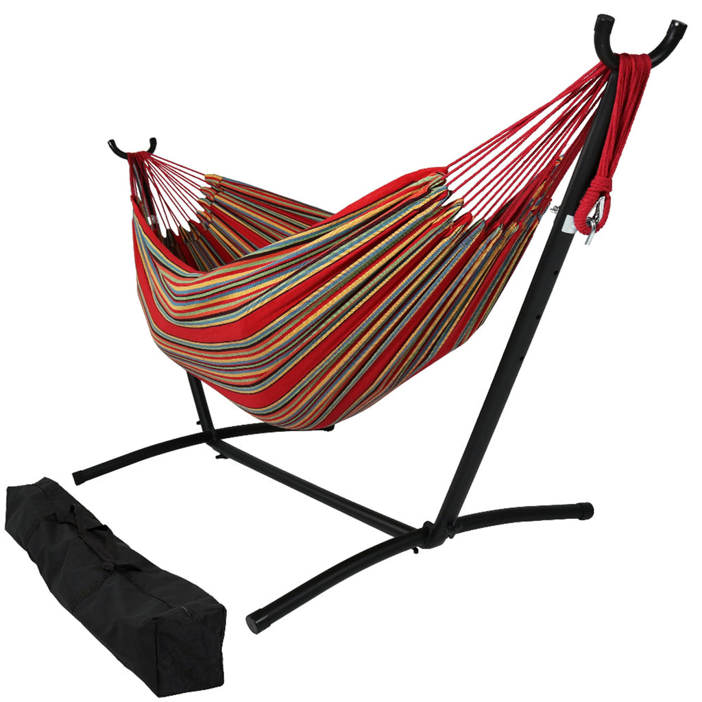 2025 Hamaca Brasileña Doble con Soporte y Bolsa de Transporte Sunnydaze