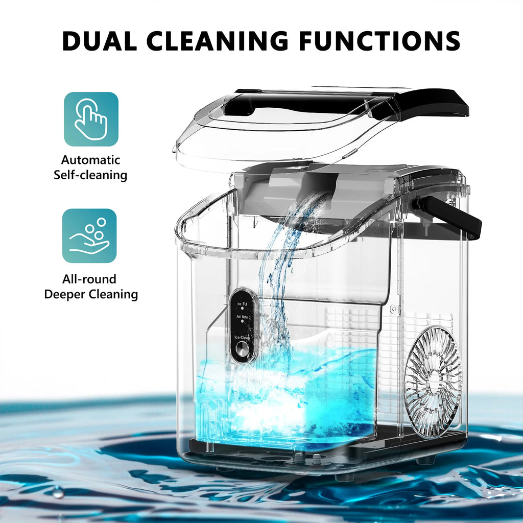 2025 Máquina de hielo portátil EUHOMY con hielo tipo nugget y limpieza automática Sonic