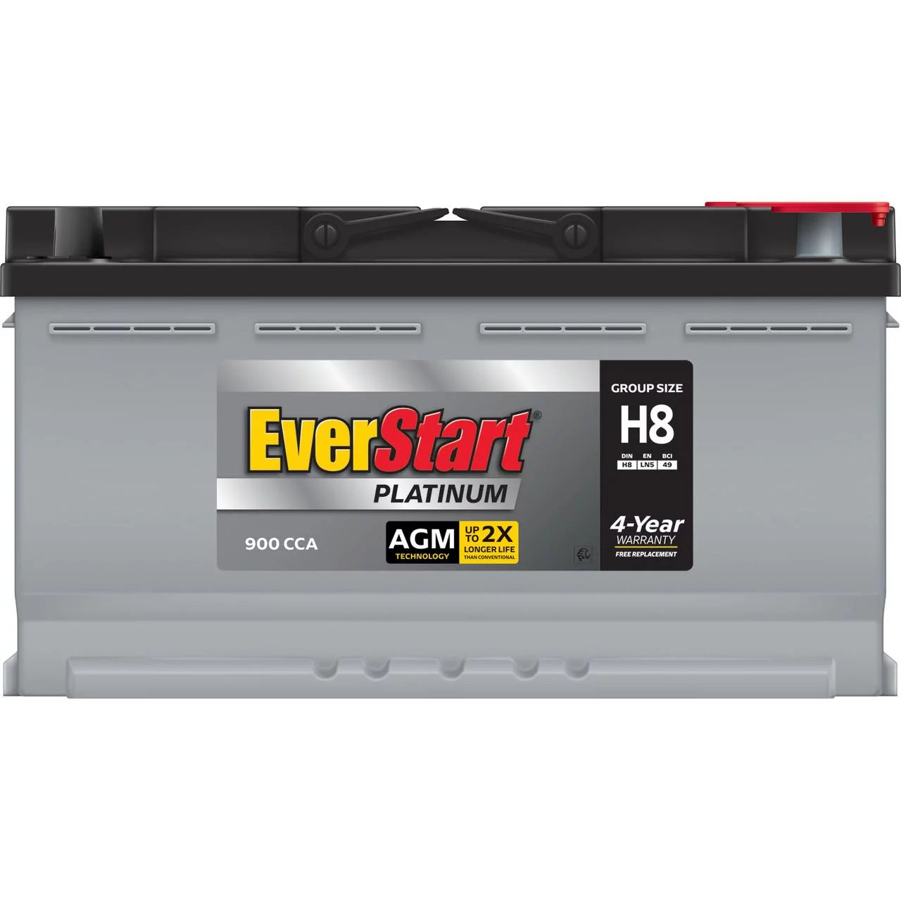 2025 Batería EverStart Platinum AGM en Caja, Tamaño de Grupo H8 / LN5 / 49, 12 Voltios, 900