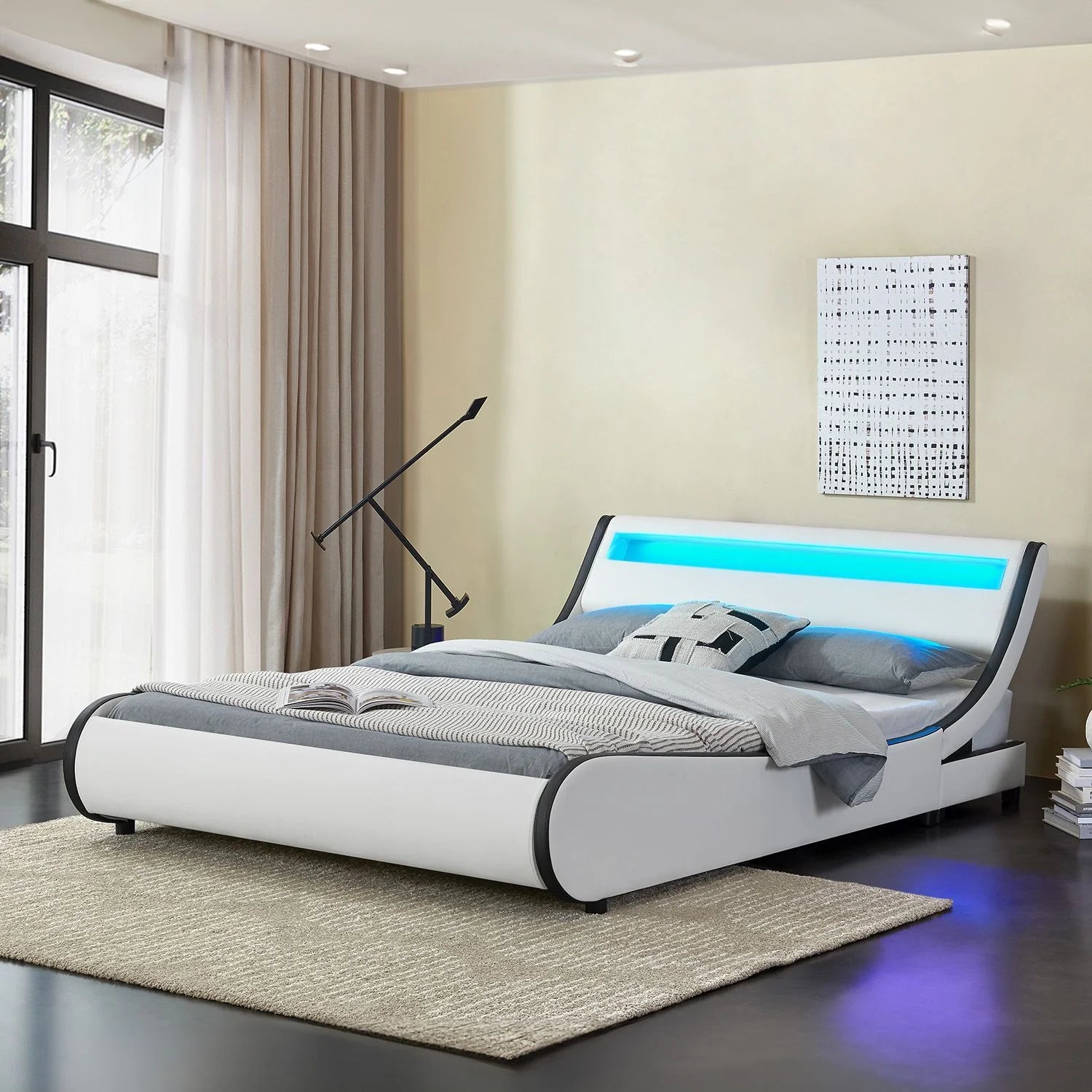 2025 Cama tapizada Valencia 140x200 cm en blanco