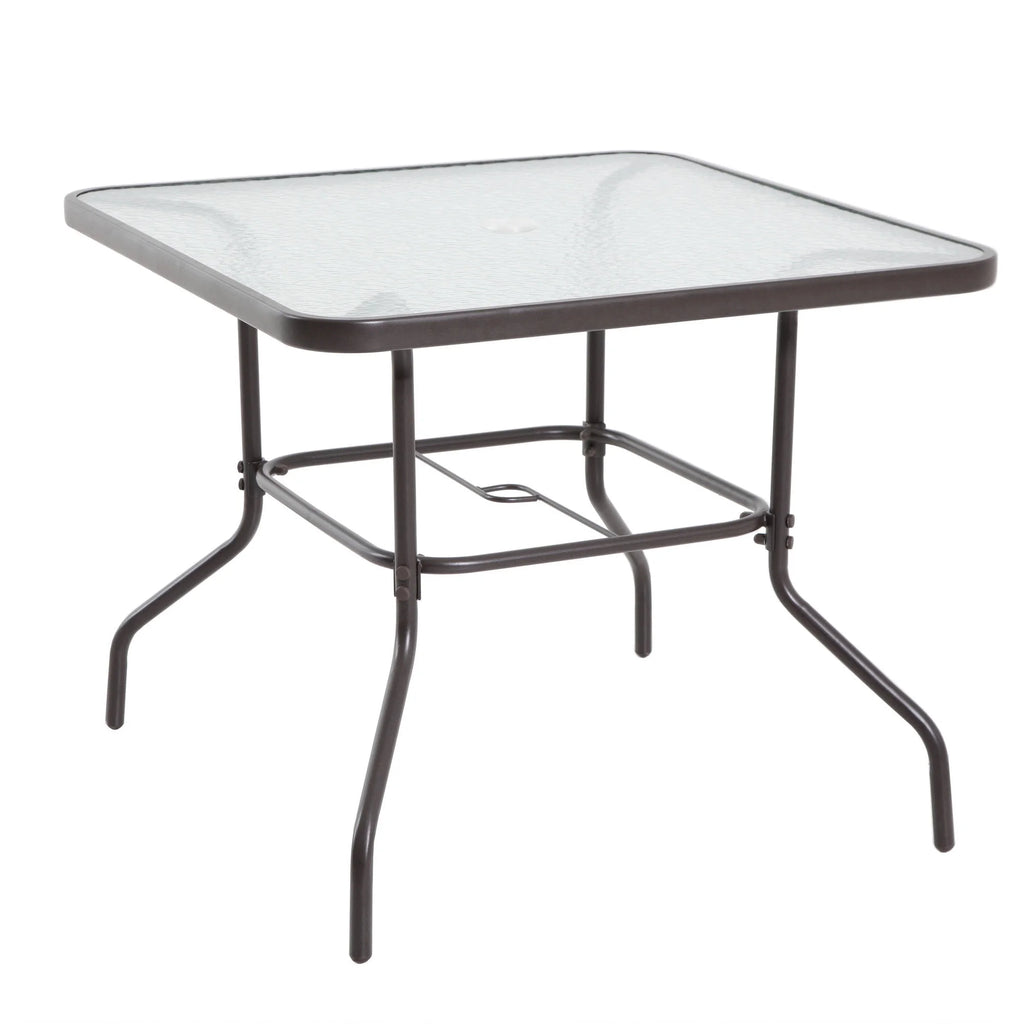 2025 Juego de comedor exterior Mainstays Albany Lane de 6 piezas con sombrilla, acero, rojo
